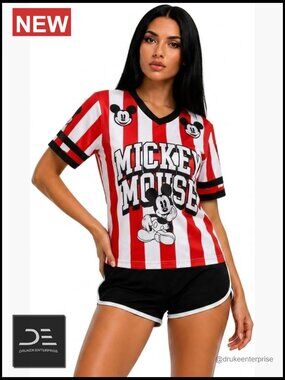 Officially Licensed Character Soccer Jersey - Cute V-Neck Graphic Shirt Women